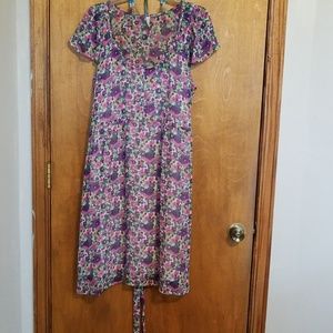 Sheer Floral Short Sleeved Dress